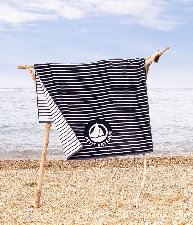 Beach towel blue/white
