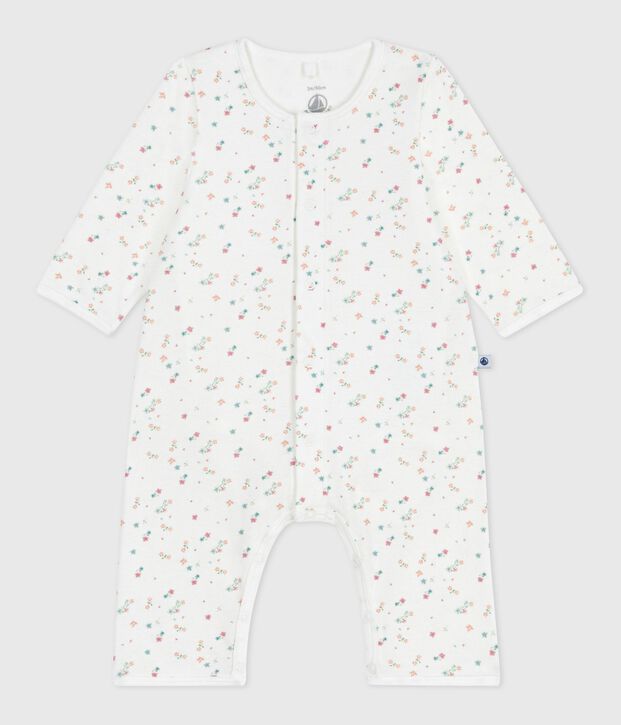 Babies' footless floral-print cotton bodyjamas white/multicolor