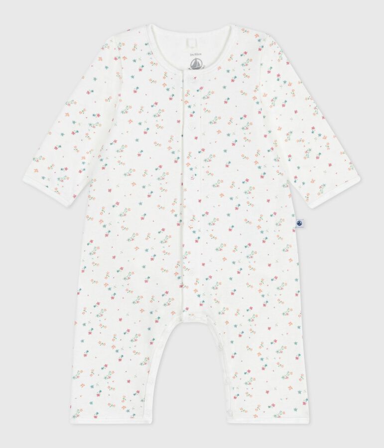 Babies' footless floral-print cotton bodyjamas white/multicolor