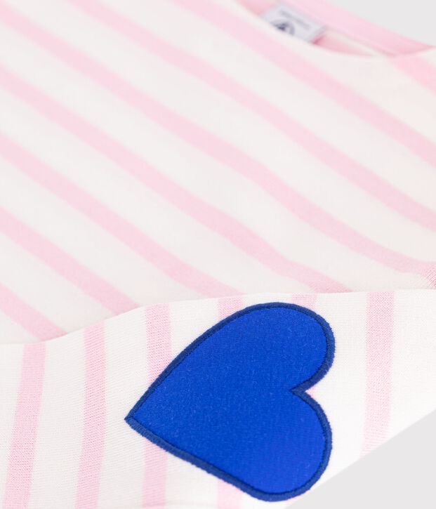 Children's stripy cotton Breton top pink/pink