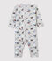 Babies' Paris Footless Organic Cotton Sleepsuit BELUGA grey/MULTICO white