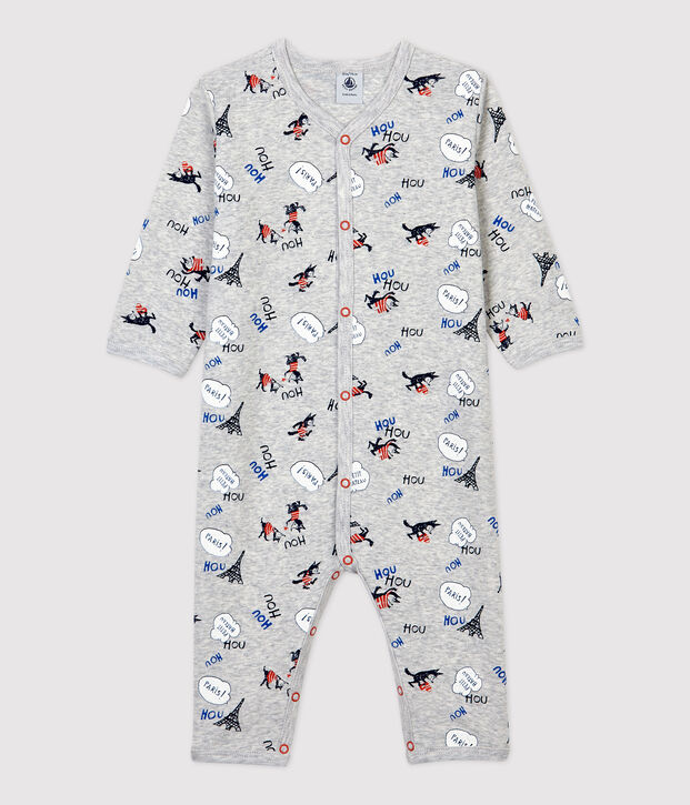 Babies' Paris Footless Organic Cotton Sleepsuit grey/multicolor