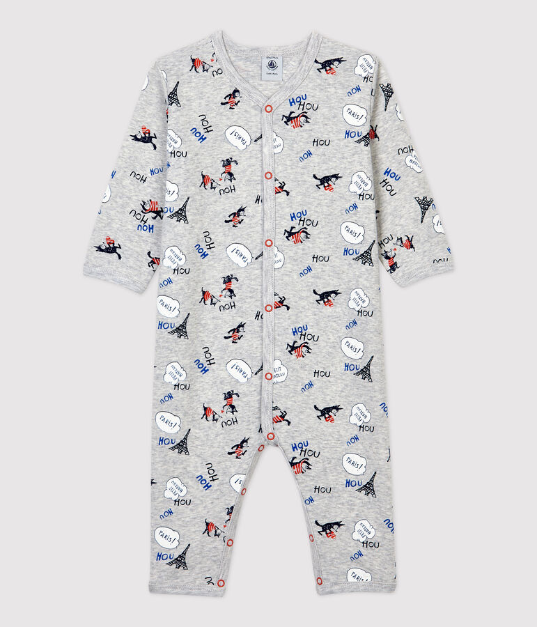 Babies' Paris Footless Organic Cotton Sleepsuit grey/multicolor