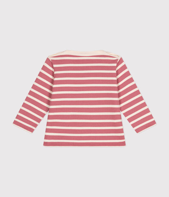 Babies' thick cotton Breton top ROSEWOOD pink/AVALANCHE
