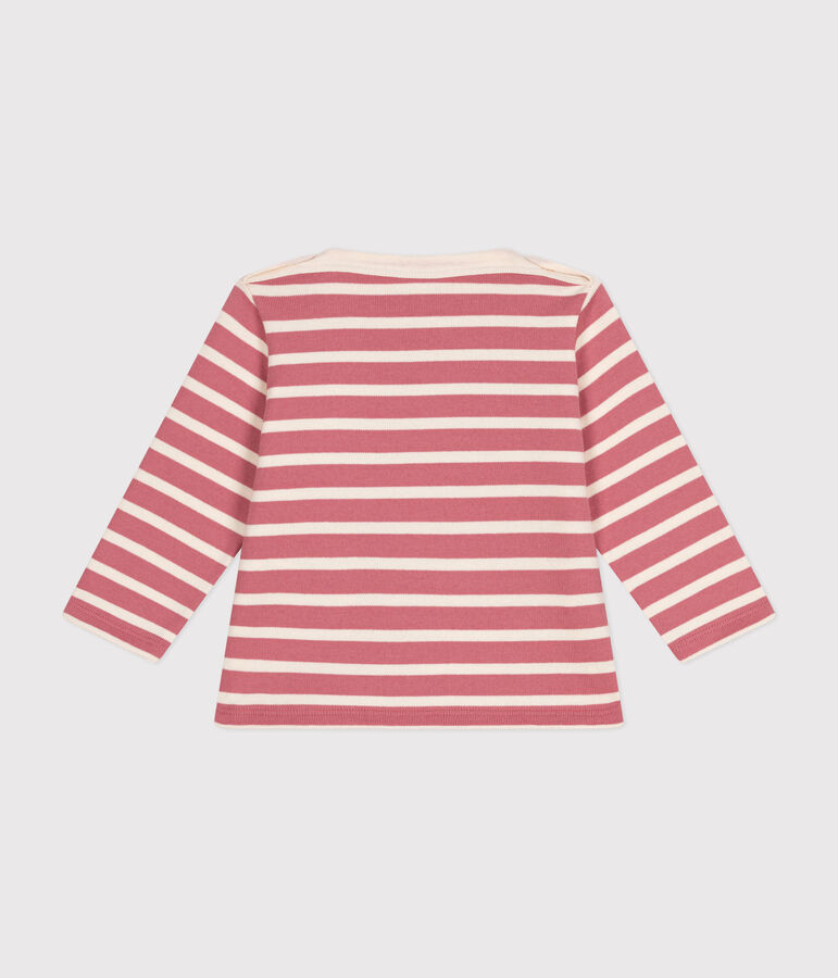 Babies' thick cotton Breton top ROSEWOOD pink/AVALANCHE