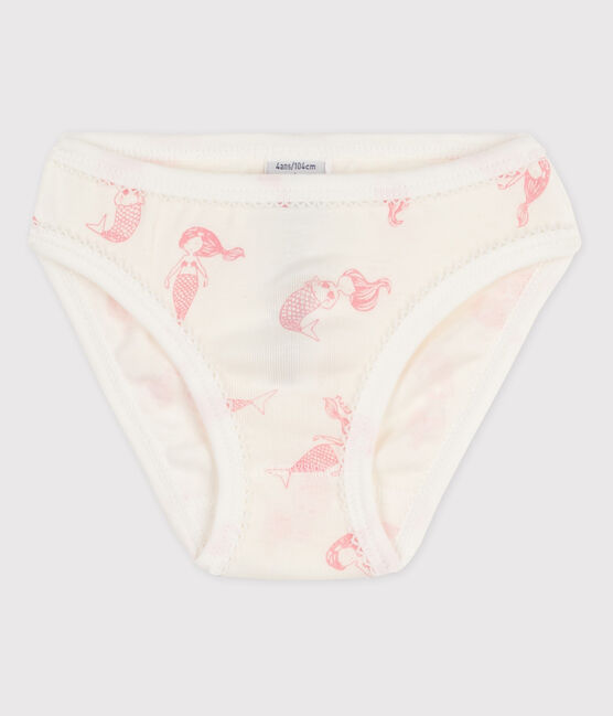 Girls' Cotton Briefs MARSHMALLOW white/ROSE pink