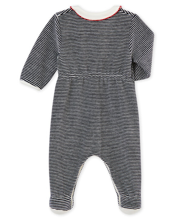 Baby girl's sleepsuit with iconic stripes blue/white