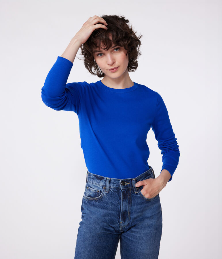Women's Iconic plain cotton T-shirt blue