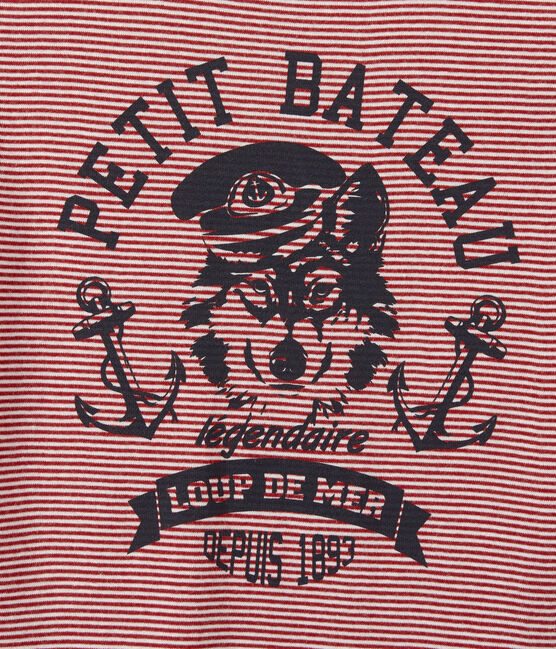 Boy's milleraies-striped T-shirt TERKUIT red/MARSHMALLOW white
