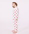Children's hearts print ribbed pyjamas MARSHMALLOW white/TERKUIT red