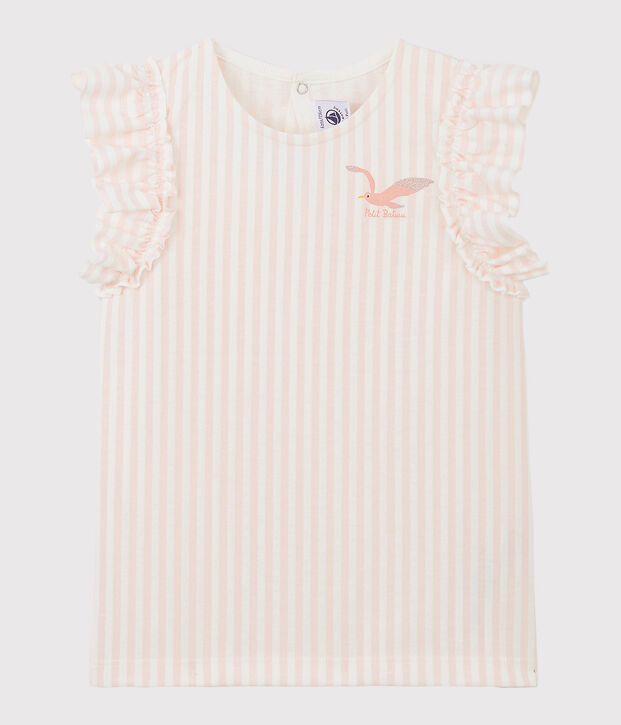Girls' Short-Sleeved Jersey T-shirt pink/white