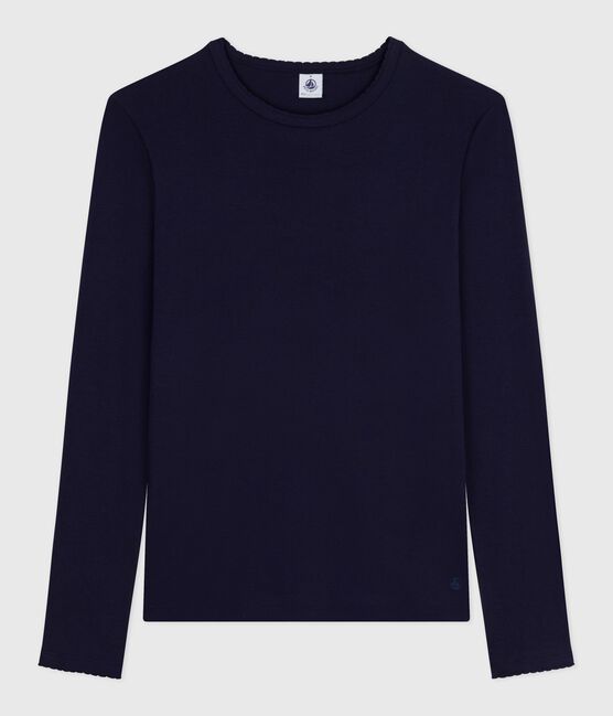 Women's Iconic long-sleeved cotton cocotte stitch T-shirt SMOKING blue