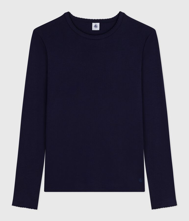 Women's Iconic long-sleeved cotton cocotte stitch T-shirt blue