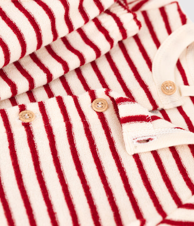 Stripy Cotton Terry Clothing - 2-Piece Set Ecru/red