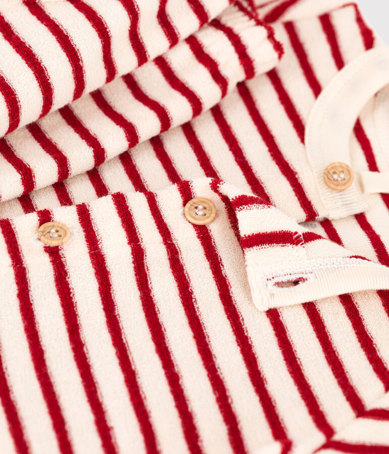 Stripy Cotton Terry Clothing - 2-Piece Set Ecru/red