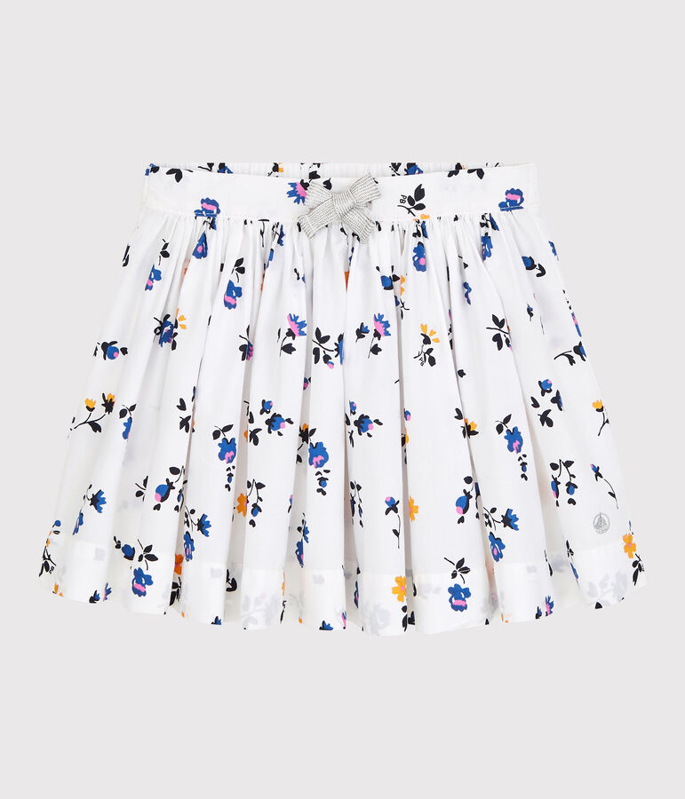 Girls' Poplin Skirt white/multicolor