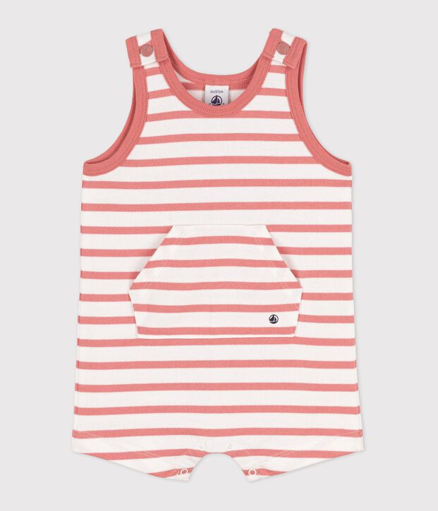Babies' Thick Jersey Playsuit white/pink