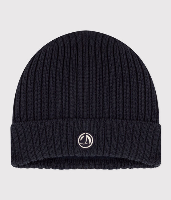 Children's polar fleece-lined knitted beanie hat SMOKING blue