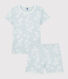 Girls' Blue Hawaiian Cotton Short Pyjamas