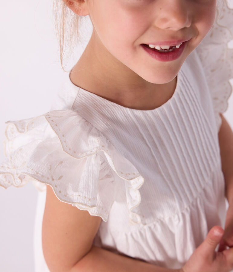 Children's short-sleeved plain cotton dress white