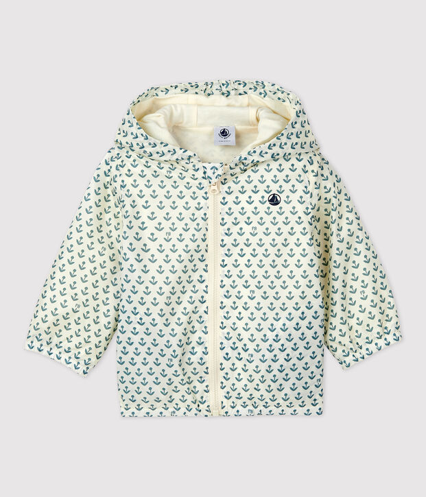 Babies' Recycled Polyester Windbreaker Ecru/green