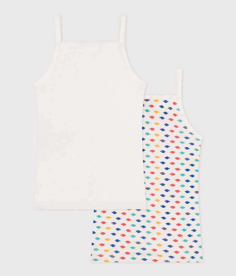 Girls' Sealife Themed Cotton Strappy Vests - 2-Pack multicolor
