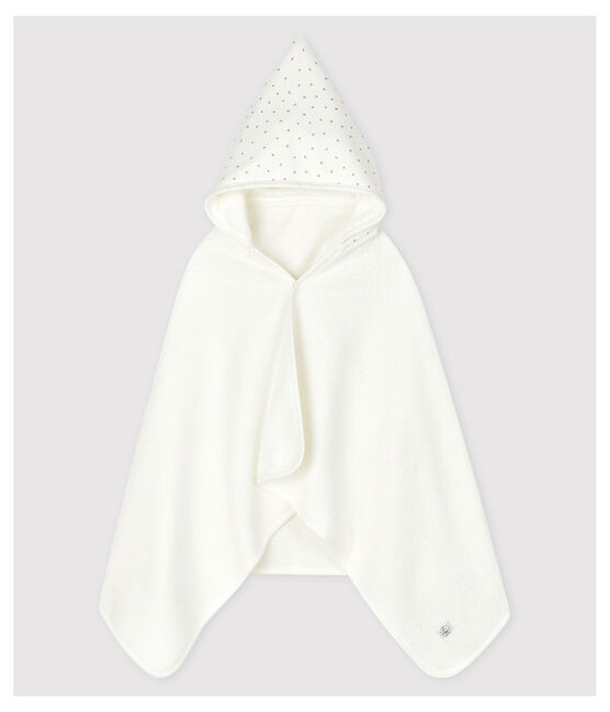 Babies' Organic Cotton Terry Bath Cape MARSHMALLOW white/GRIS grey