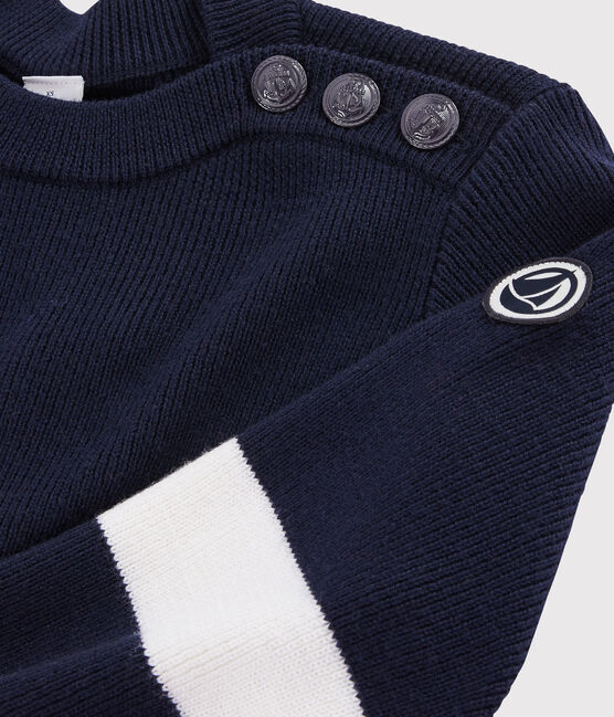 Women's Wool Breton Pullover SMOKING blue/MARSHMALLOW white