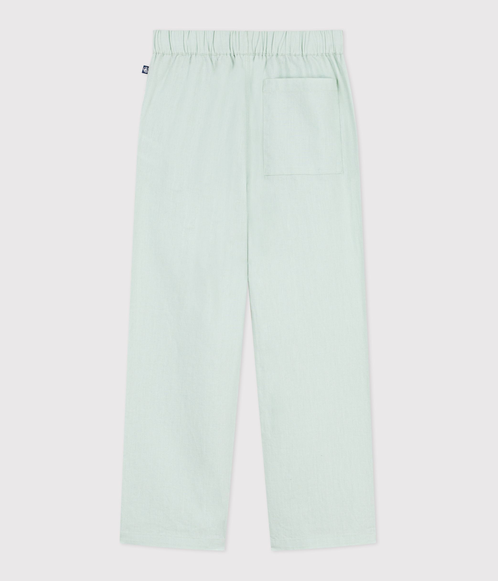 Children's cotton and linen trousers green