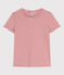 Women's Straight Round-Neck Cotton T-Shirt PAPI pink/AVALANCHE beige