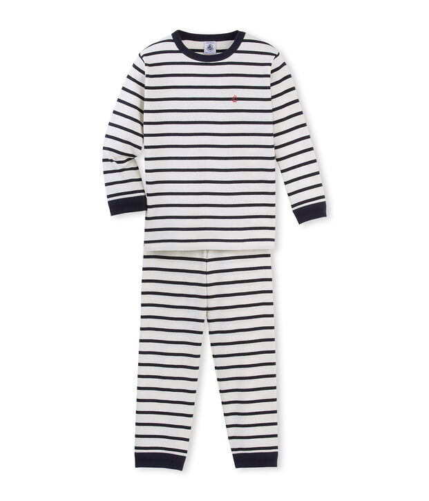 Boys' striped pyjamas white/blue