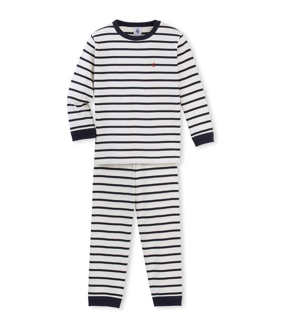 Boys' striped pyjamas COQUILLE beige/SMOKING blue