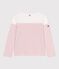 Women's long-sleeved cotton Breton t-shirt MARSHMALLOW white/CHARME pink