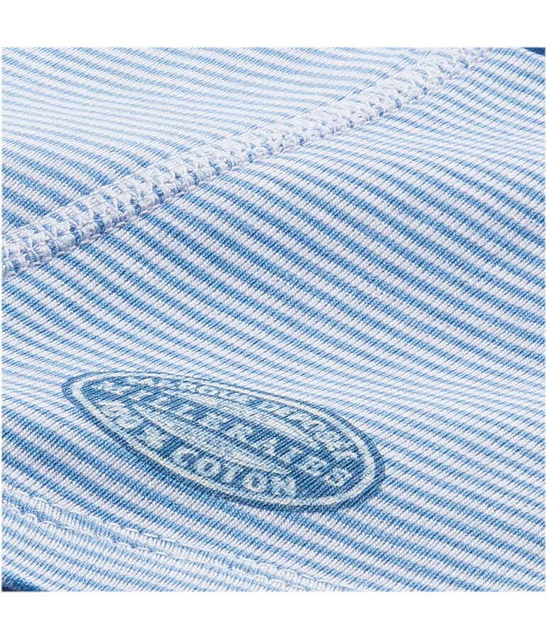 Teenage boy's boxers with milleraies stripes ALASKA blue/ECUME white