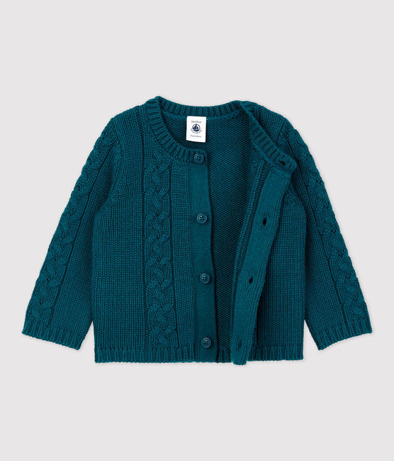 Babies' Wool/Cotton Cardigan PINEDE green