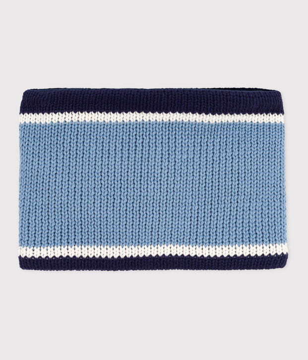 Children's fleece-lined knitted snood blue
