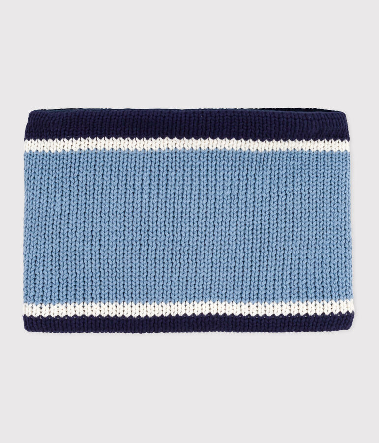 Children's fleece-lined knitted snood ADRIATIC blue