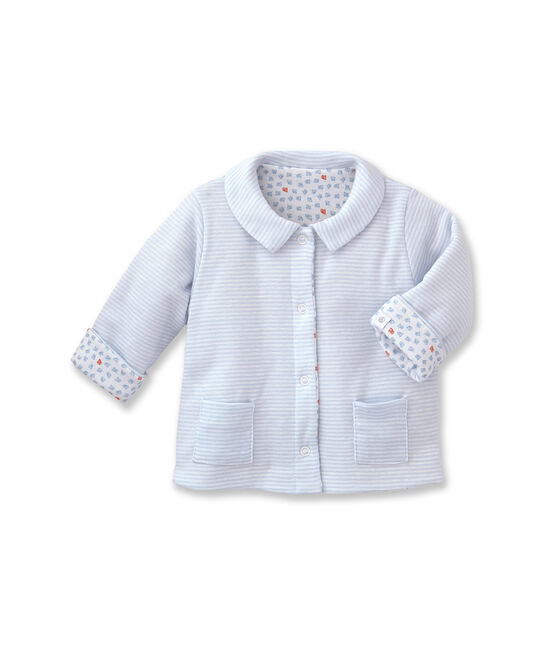 Unisex baby padded reversible milleraies jacket  FRAICHEUR blue/ECUME white