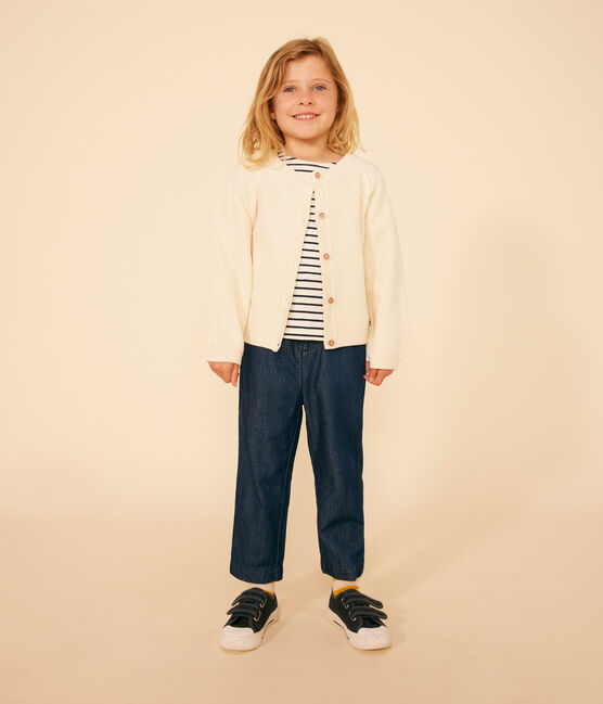 Girls' Cotton Cardigan AVALANCHE Ecru