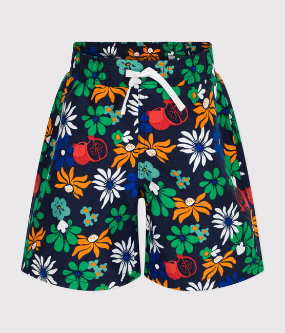 Boys' Printed Swim Shorts MEDIEVAL blue/MULTICO white