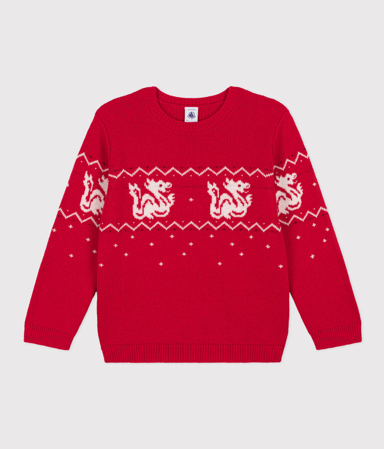 Boys' wool and cotton pullover CORRIDA /MULTICO