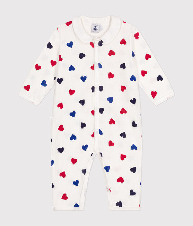 Babie's footless heart print cotton pyjamas white/multicolor