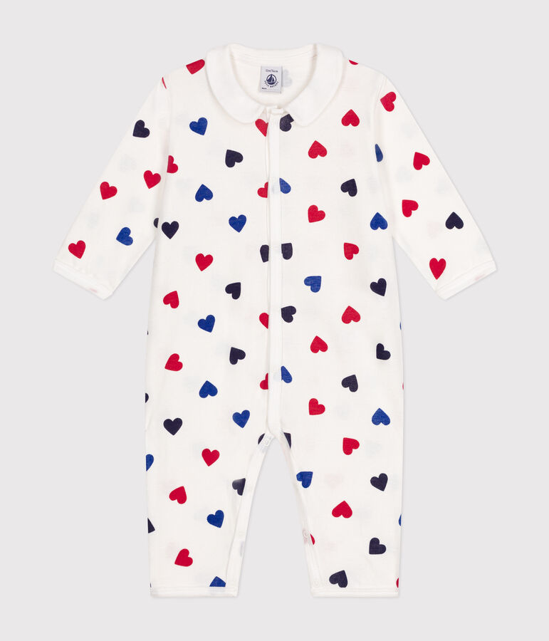 Babie's footless heart print cotton pyjamas white/multicolor