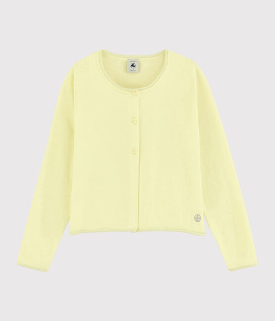 Girls' Cotton Knit Cardigan CITRONEL yellow