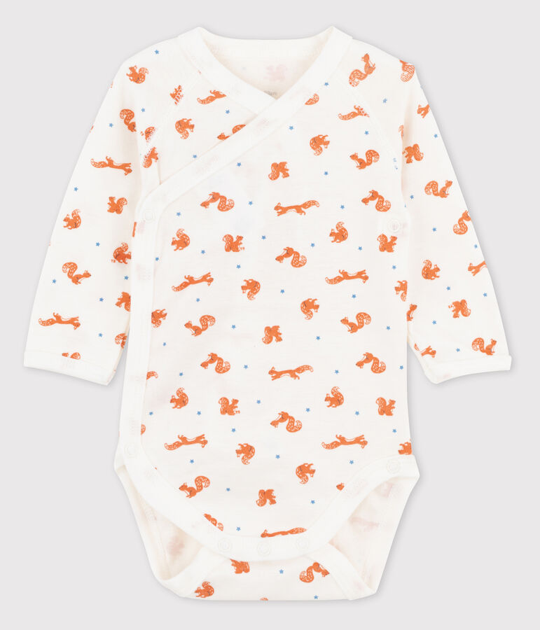 Baby Girls' Squirrel Patterned Long-Sleeved Wrapover Bodysuit white/multicolor