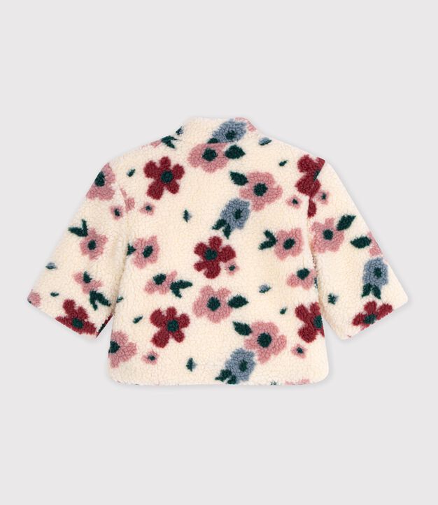 Babies' padded coat in floral print sherpa Ecru/multicolor