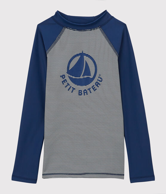 Children's Unisex UV-Proof Recycled T-shirt MEDIEVAL blue/MARSHMALLOW white