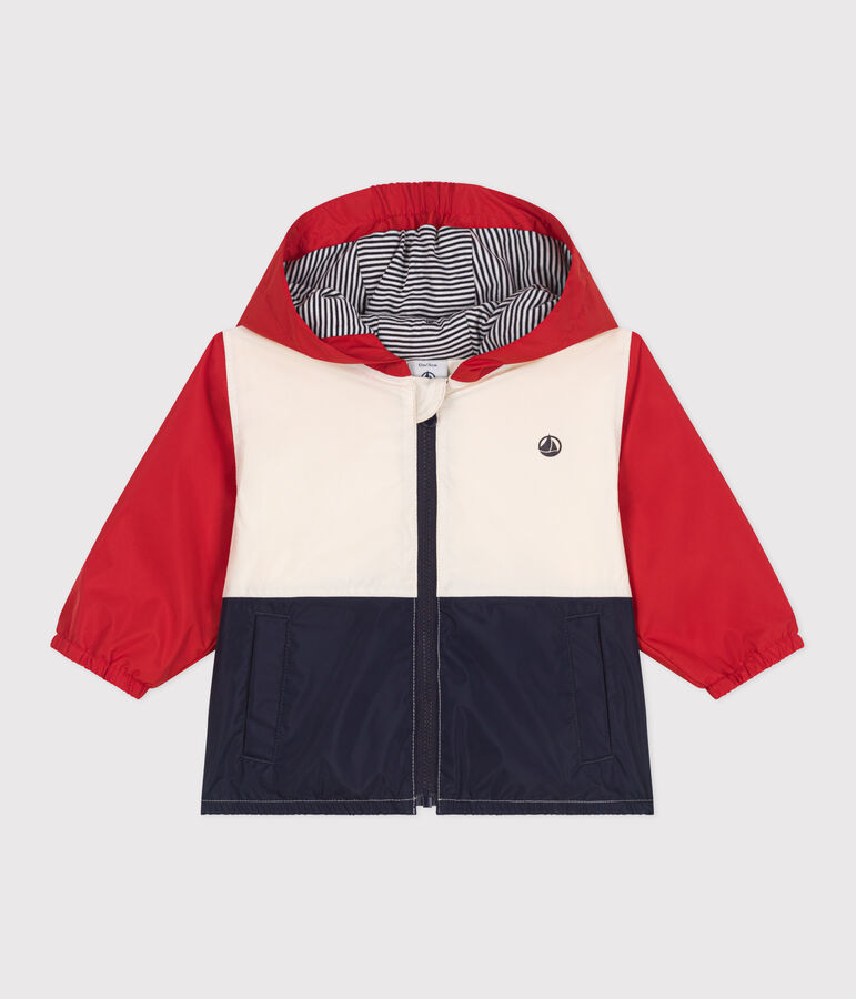 Babies' colour block printed windbreaker, pinstripe lining red/multicolor