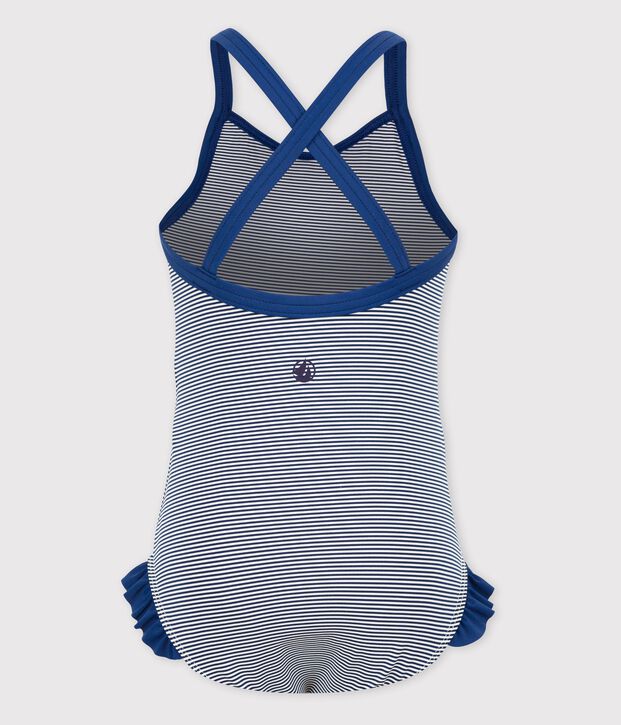 Girls' Iconic One-Piece Swimsuit blue/white