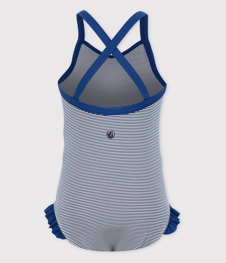 Girls' Iconic One-Piece Swimsuit blue/white